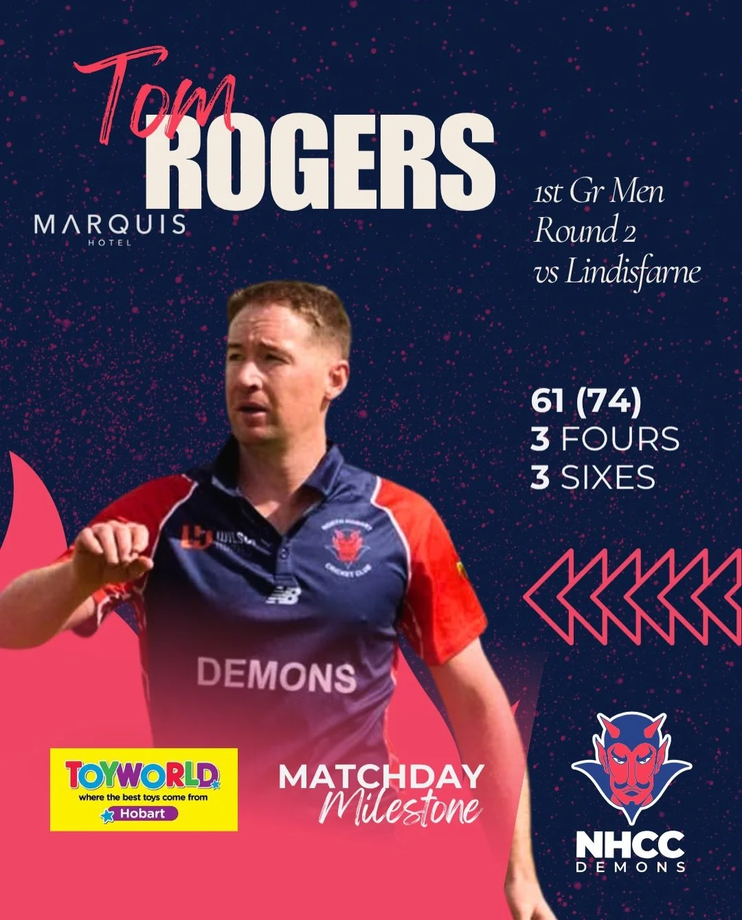 More half centuries in this week&rsquo;s @toyworldhobart Match Day Milestones! @tomyrogers showed what he can do, @melodiearmstrong showed why she&rsquo;s so valued, @josie_rose2007 went back-to-back, and @gillie.blake powered his first of many for t
