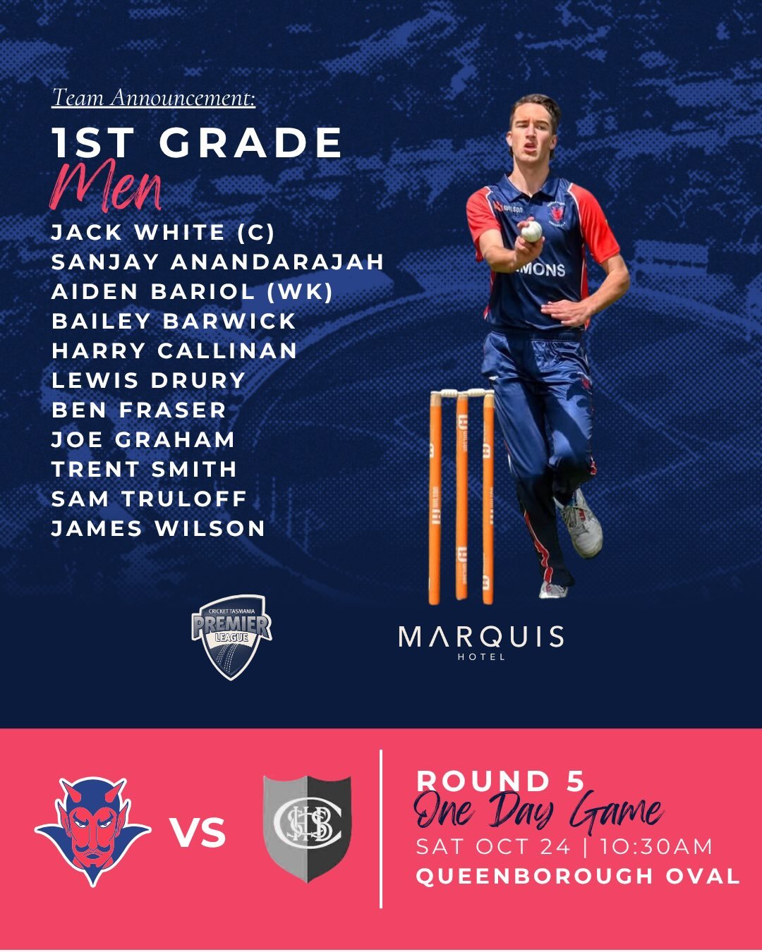 Teams are in!

Trips to Sandy Bay and Ulverstone for our 1st Grade teams and there is plenty of action up at the TCA and SMO this weekend.

2nd Grade Women take on Kingborough for their first game this season. Go well dees ❤️💙