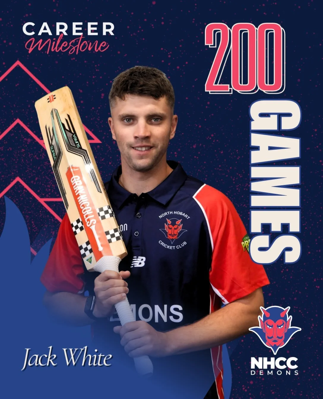 It&rsquo;s official: @__jackwhite is a 200 gamer ❤️💙 

&lsquo;To Jack,

I came here today thinking about statistics and discussing your record with everyone here this morning. You earn a statistic after one game, but 200 games, especially 200 first-