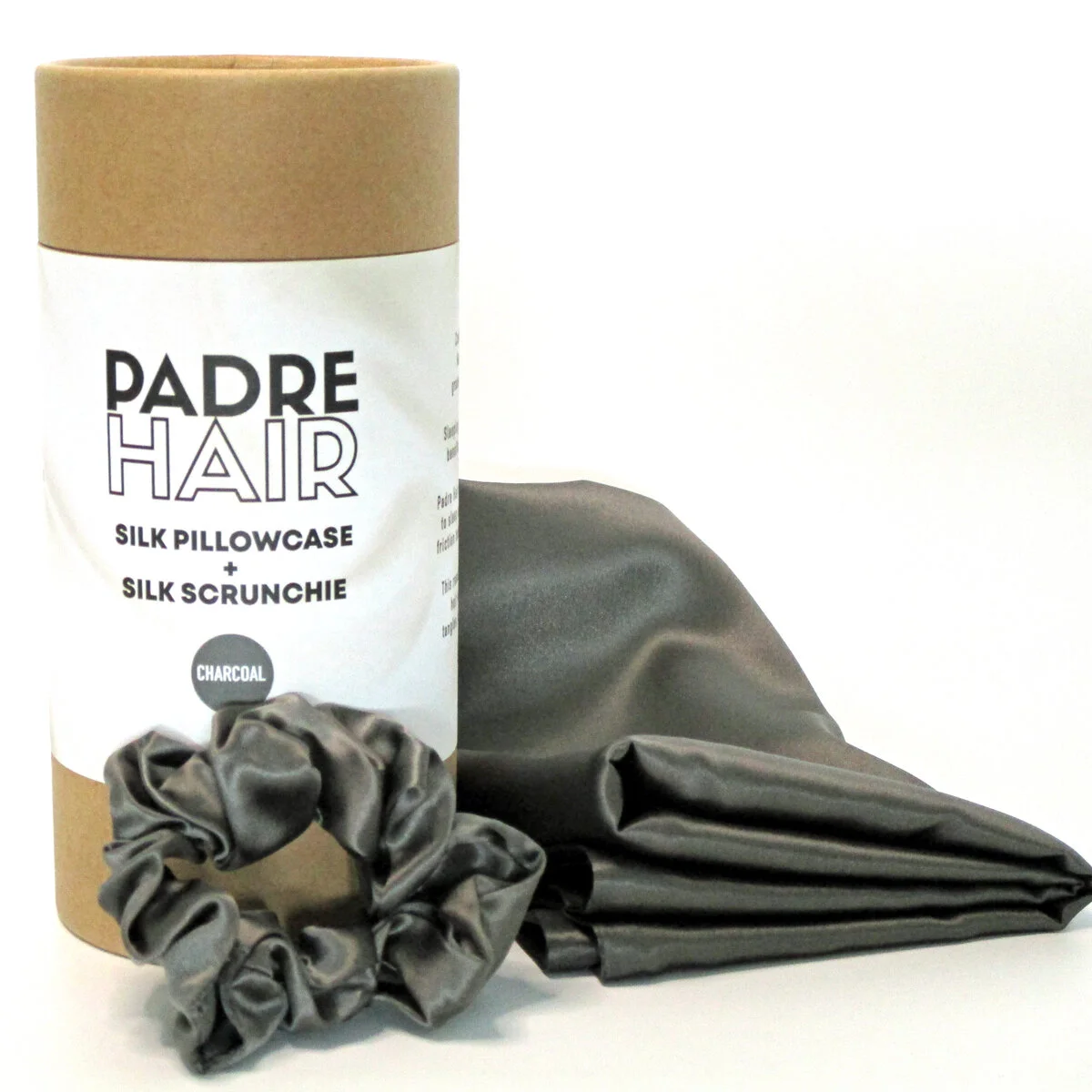Charcoal Silk Pillowcase + Silk Scrunchie