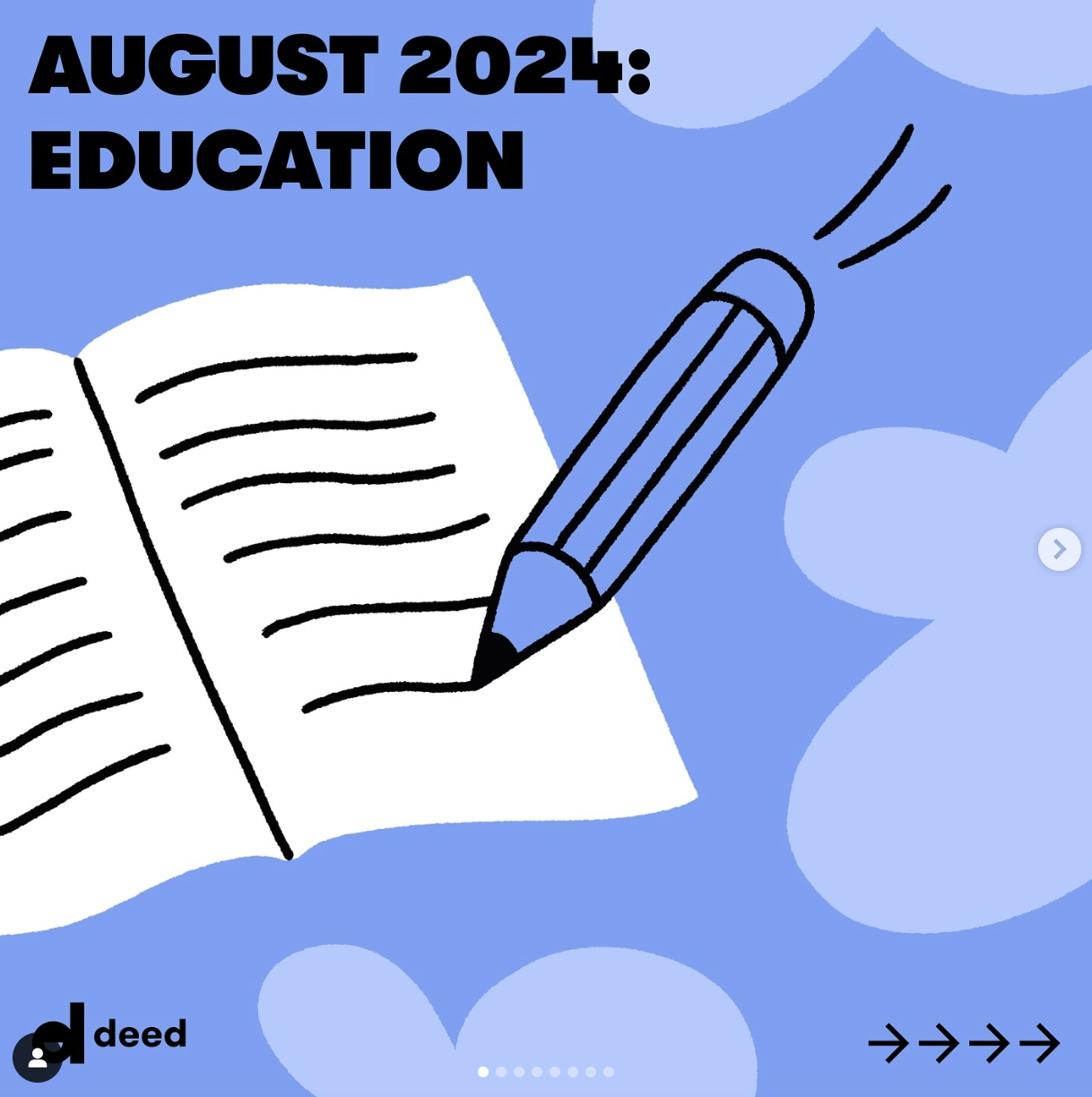 This Instagram post, produced for Deed, showcases the August 2024 social impact toolkit focused on education.