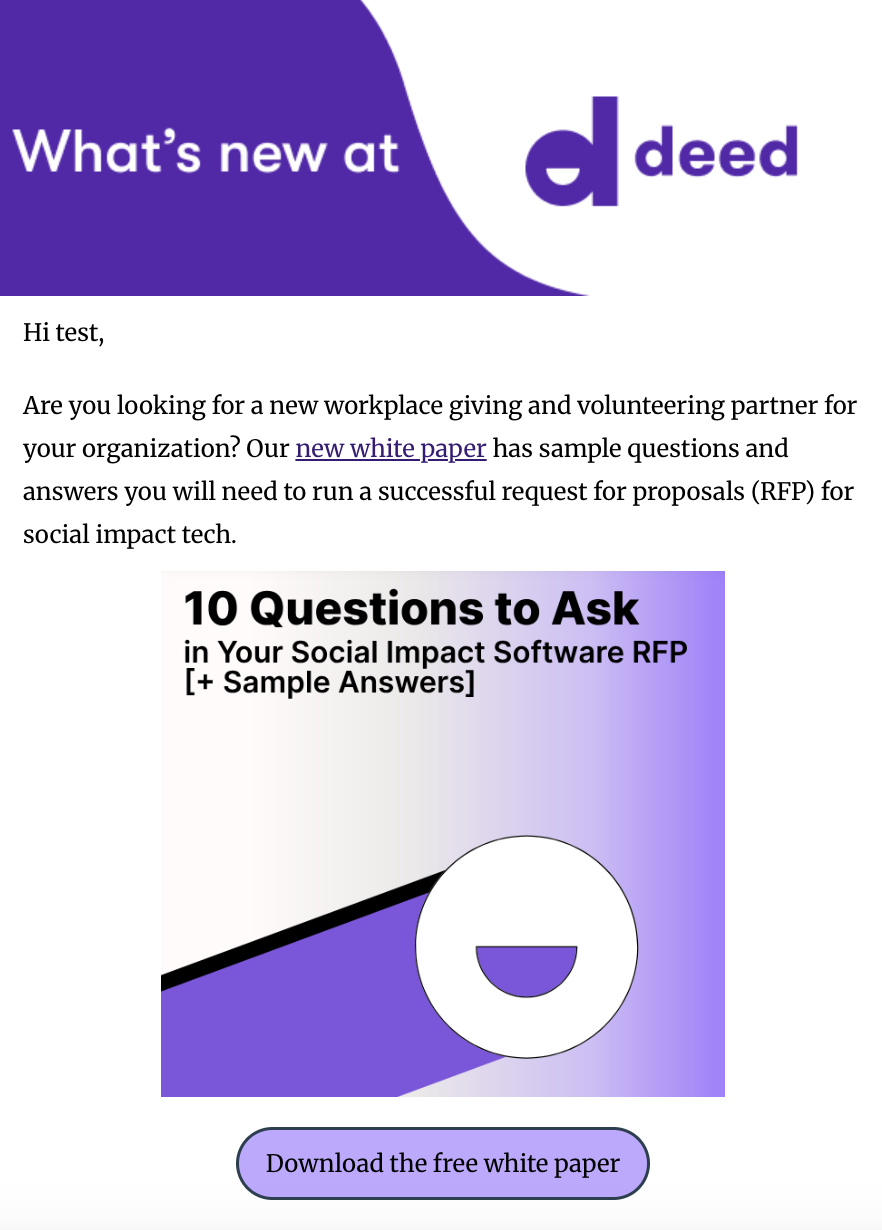 Produced for Deed, this is a B2B newsletter advertising a white paper. 