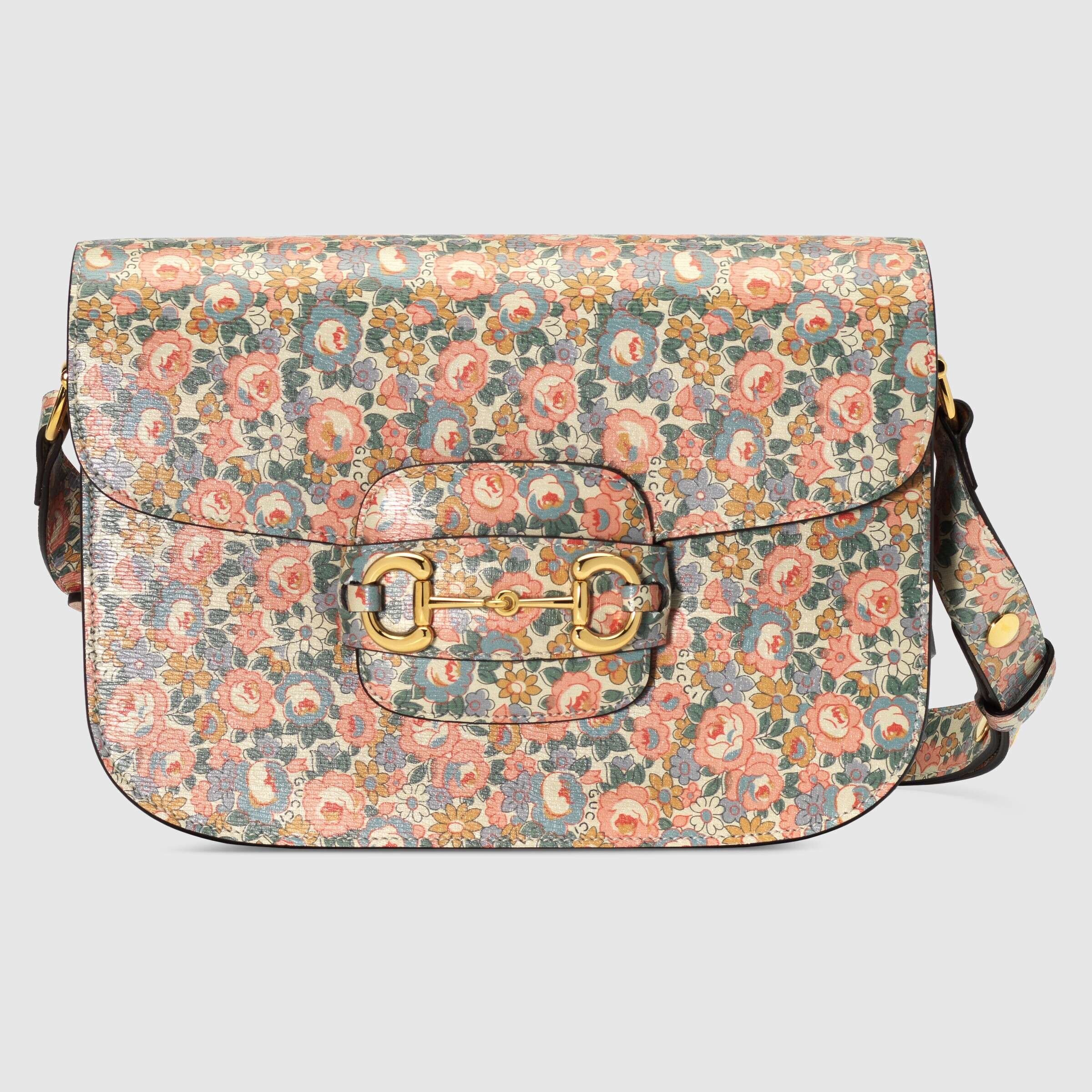 gucci horsebit floral bag