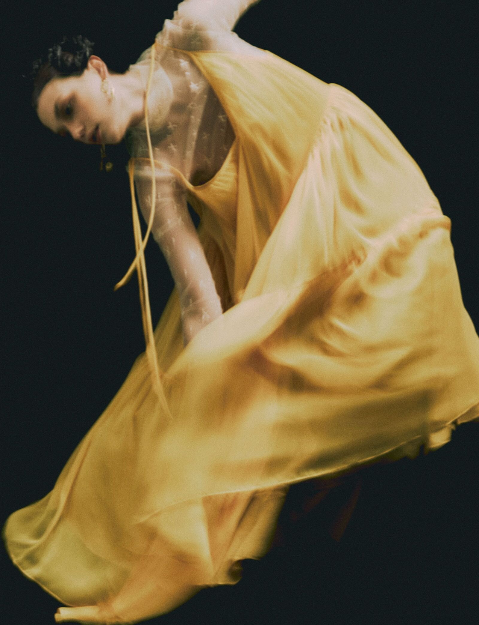Model Wearing Yellow Minju Kim Dress
