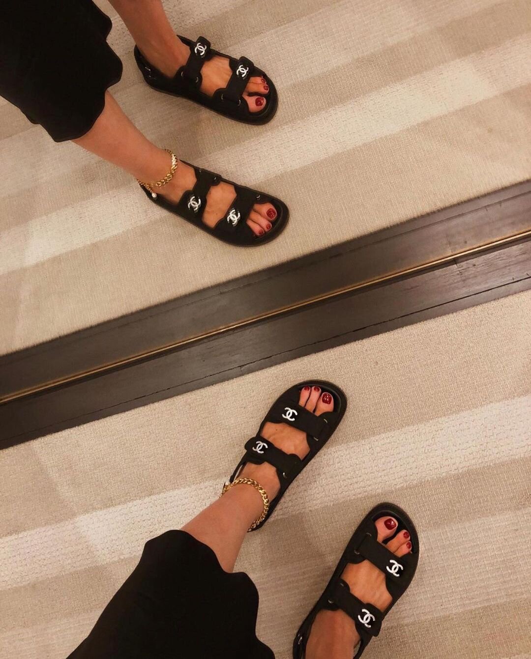 Velcro Sandals Chanel Flip Flops 2020 Leather Sandal Coco Chanel
