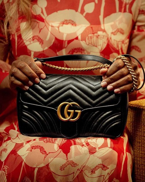 Gucci Black Leather Large Interlocking G 2 Way Bag Gold HW - A