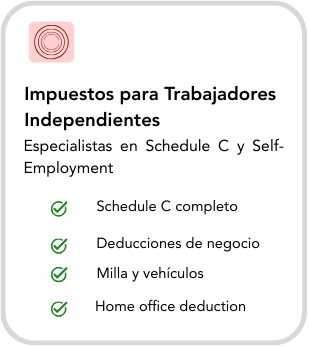 Information about taxes for independent workers, including Schedule C, business deductions, vehicle and home office deductions.