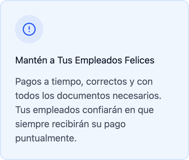 A digital message bubble containing Spanish text with a blue info icon.