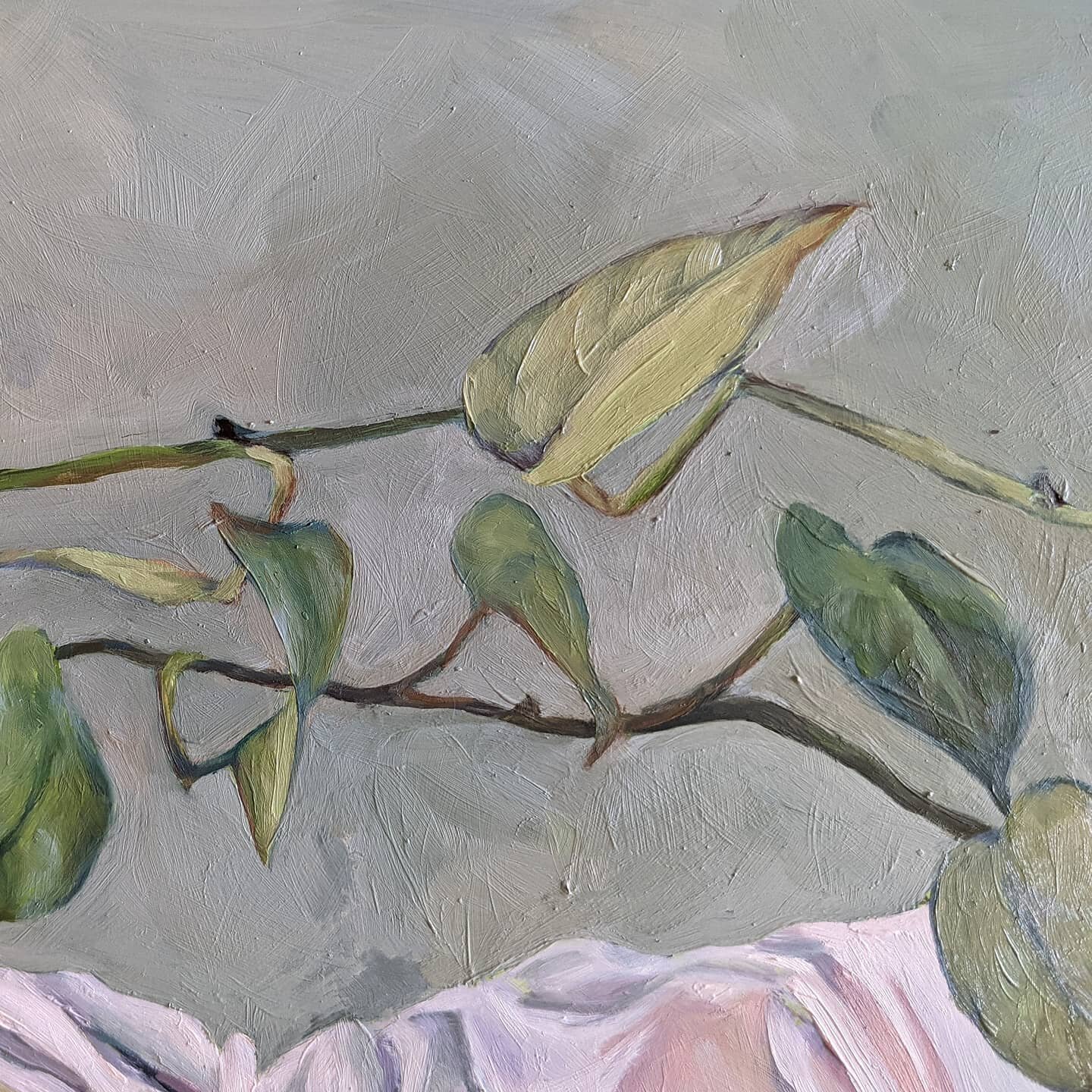 Some leaf details and brushstroke textures 
🎨🌿
.
#oils #oilpainting #oilonwood #brushstrokes #wip #artistsprocess #paintporn #art #paintanyway #plantart #pothos #devilsivy #greenpalette