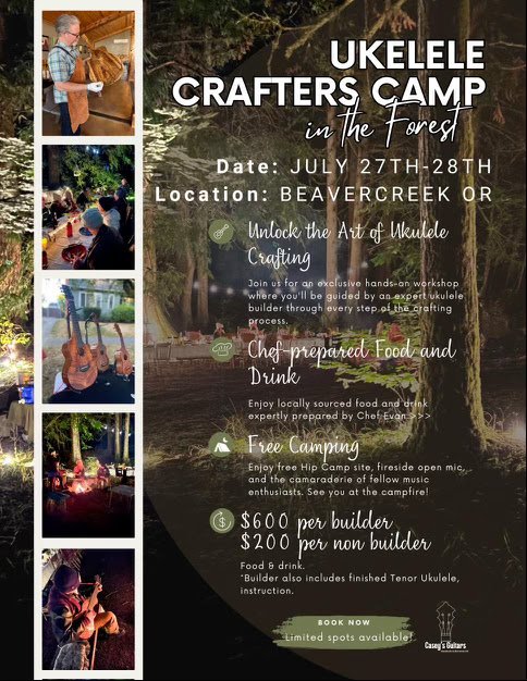 Join Us At Ukulele Crafter’s Campout July 27-28