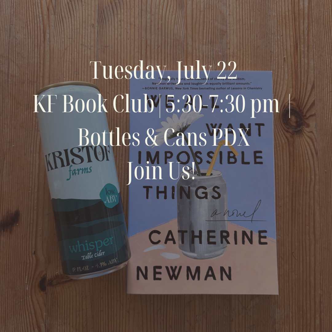 Kristof Farms Book Club: Tuesday, July 22 at Bottles & Cans