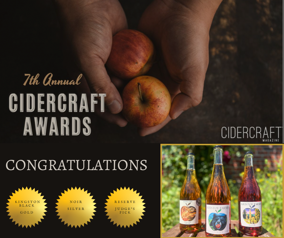 Kristof Farms Kingston Black, Noir, and Reserve Ciders Recognized as