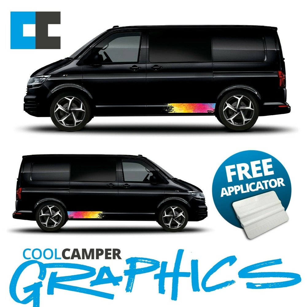 VW TRANSPORTER T4 T5 T6 VAN GRAPHICS STICKERS DECALS CAMPER Sides *Any  Colour