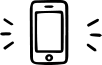 Line drawing of a smartphone with movement lines