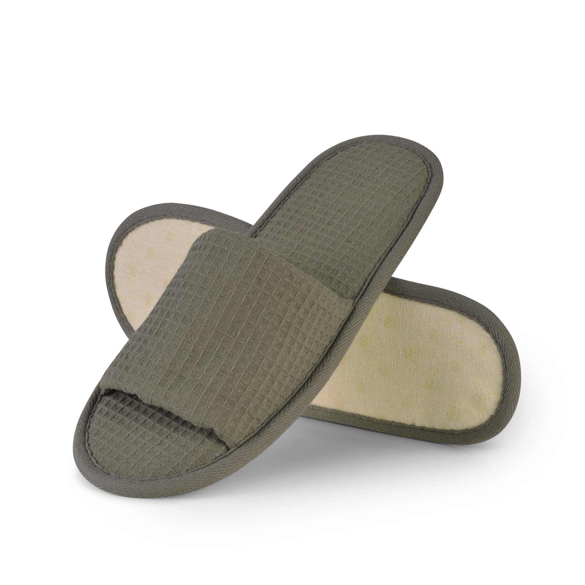 Biodegradable Eco friendly 100% Natural Open Toe Waffle Green Slippers.jpg