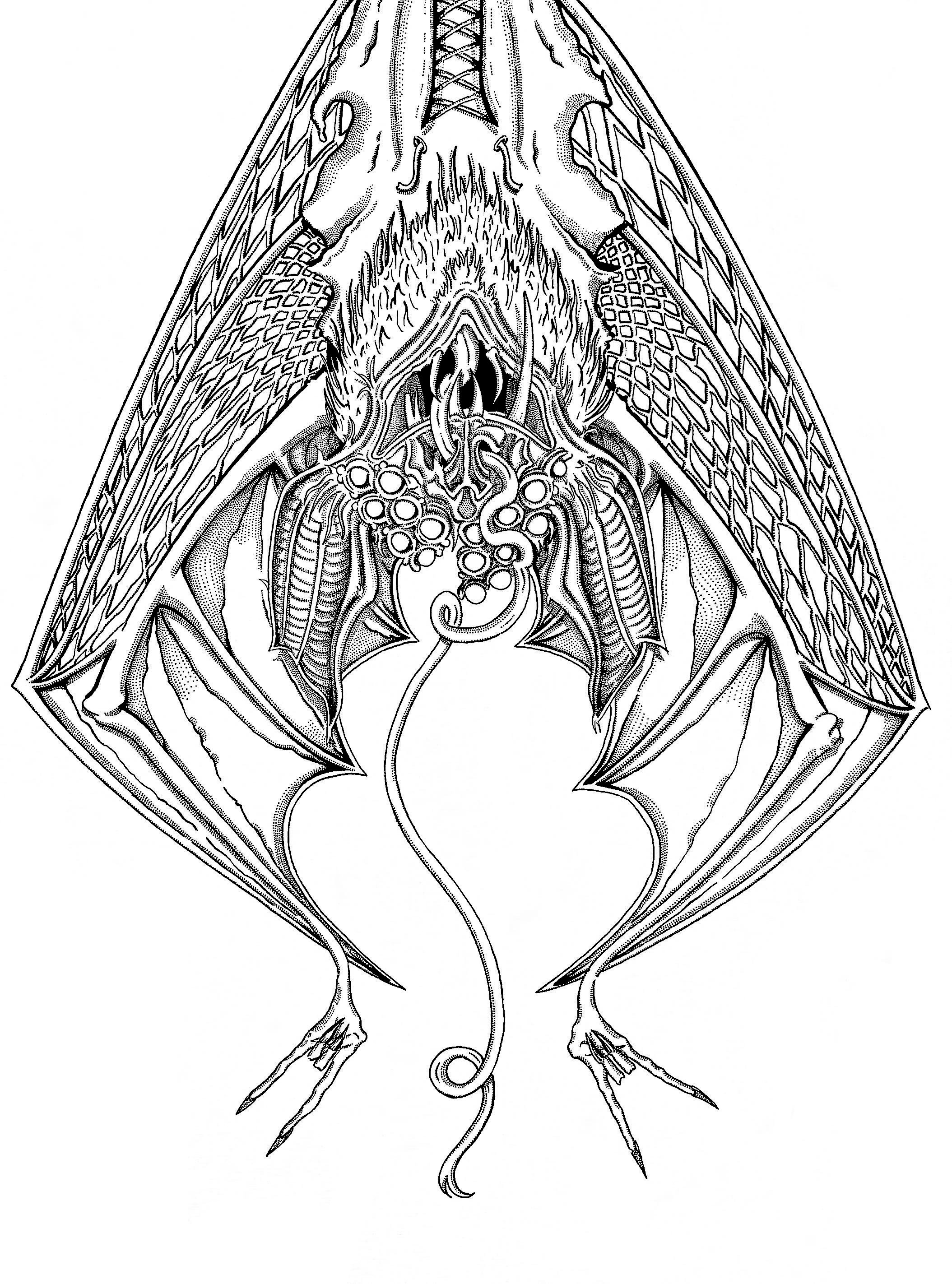 "Unkel Strigoi", ink on paper, 9" x 12"