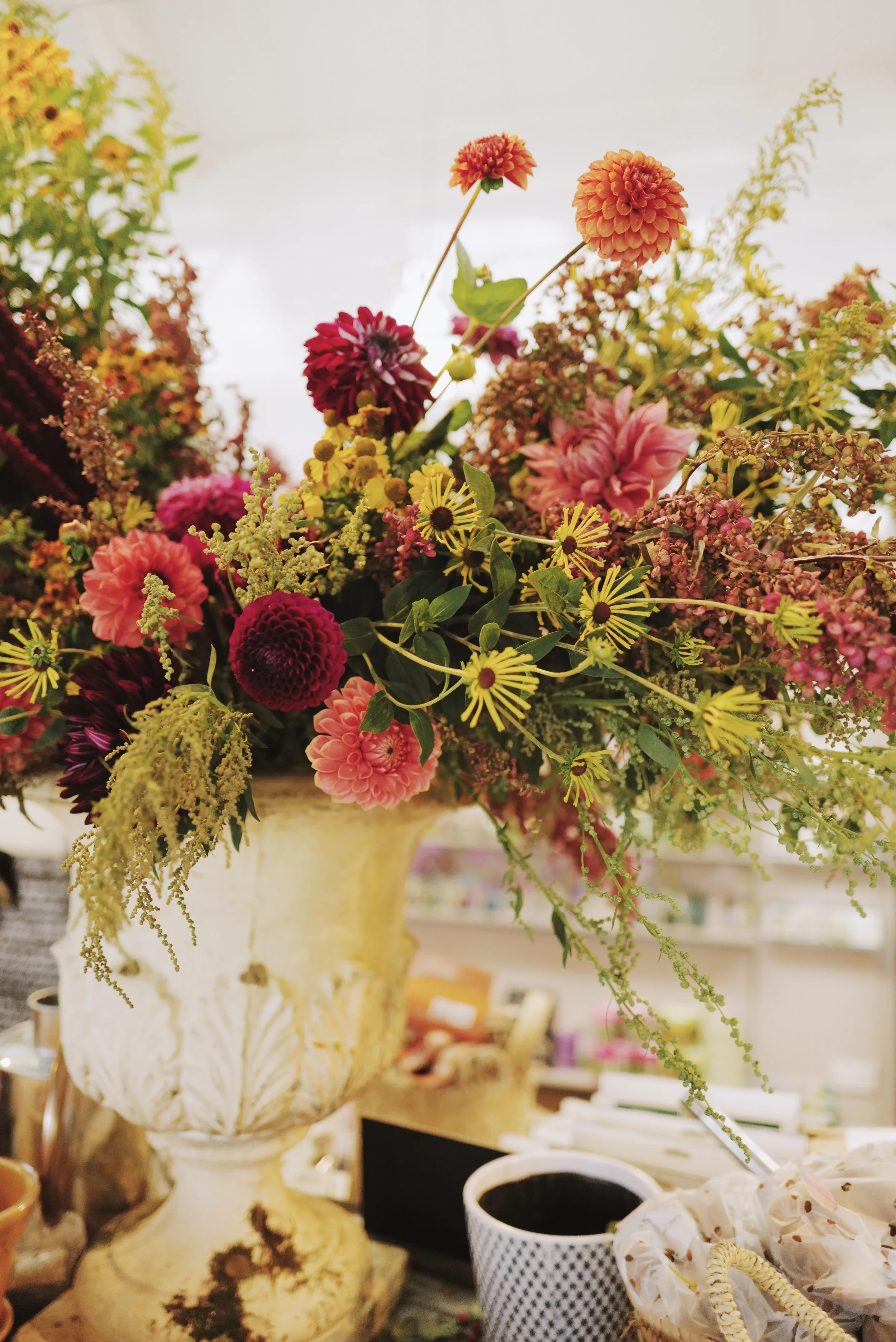 colorful floral bouquet in decorative vase