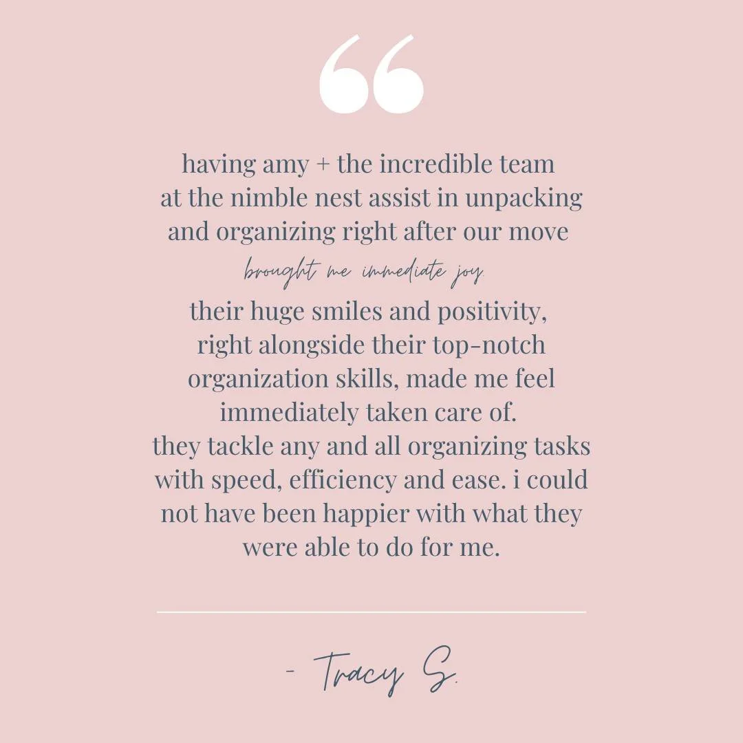 J O Y / 🥰 We love to hear from our clients - especially when we are able to make their new home a happier place. 

📸 curated for #thenimblenest
.
.
.
.
. 
#decluttering #declutter #declutteringtips #organizedhome #homeorganization #getorganized #be