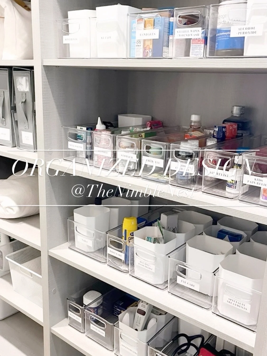 M E D  H U B / 🏥 One of our favorite practical spaces is a medical hub. Our client&rsquo;s closet was transformed to hold medicines, first aid supplies, and linens for maximum storage and functionality. 
⠀⠀⠀⠀⠀⠀⠀⠀⠀
📸 curated for #thenimblenest
.
.
.