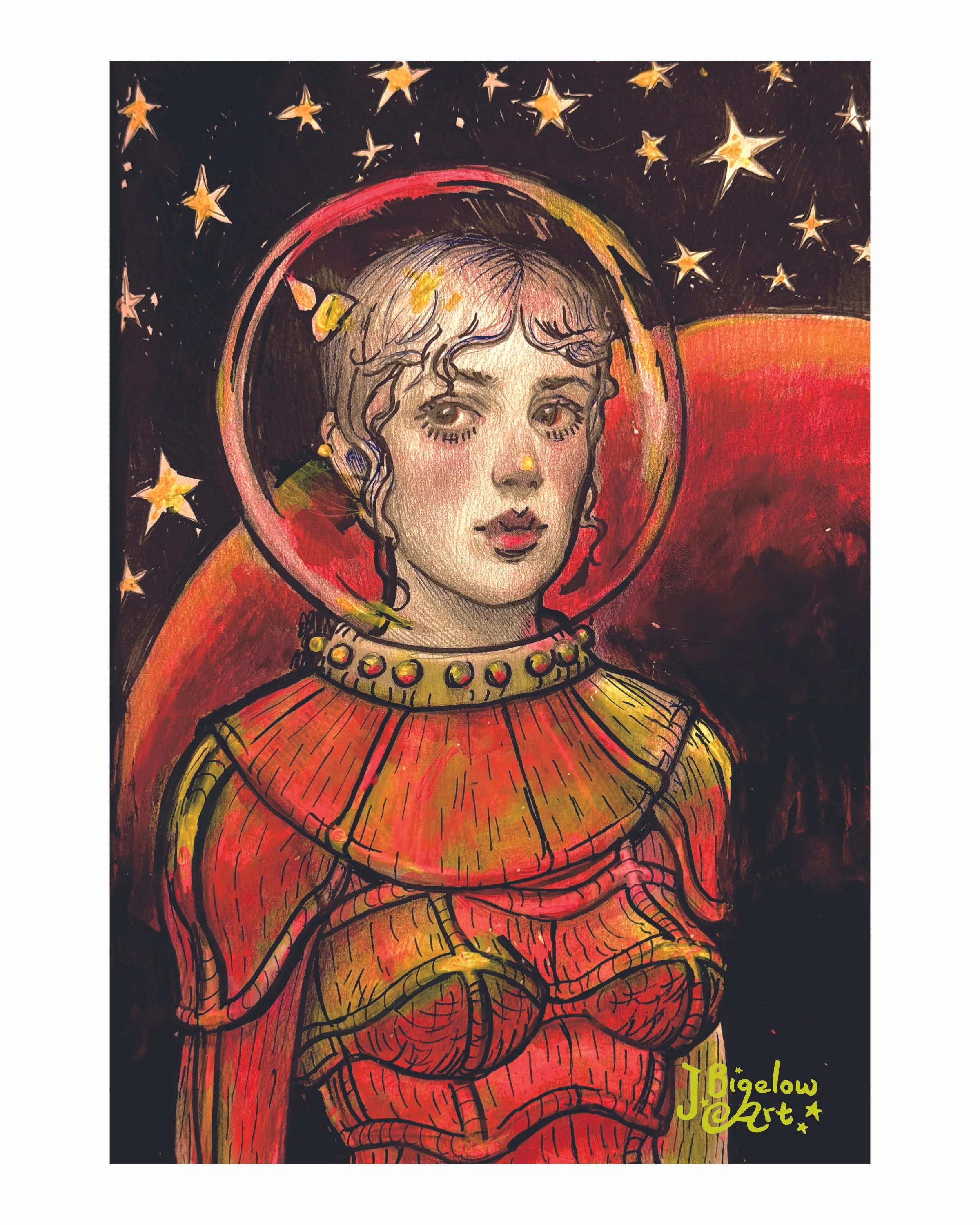 "Space Gal" Illustration, Maryland Artist, Local Art, Independent Art 