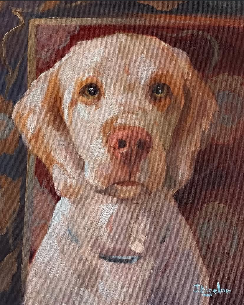 Dog painting, Joanna Bigelow, Artist, Annapolis, Maryland, Oil paint, professional 