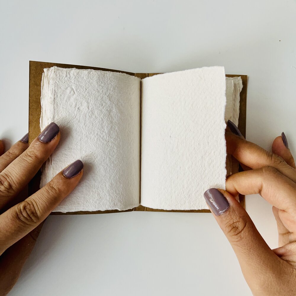 Mini Journal with Handmade Deckle Edge Paper, Kraft, Linen — The Letter  Alley