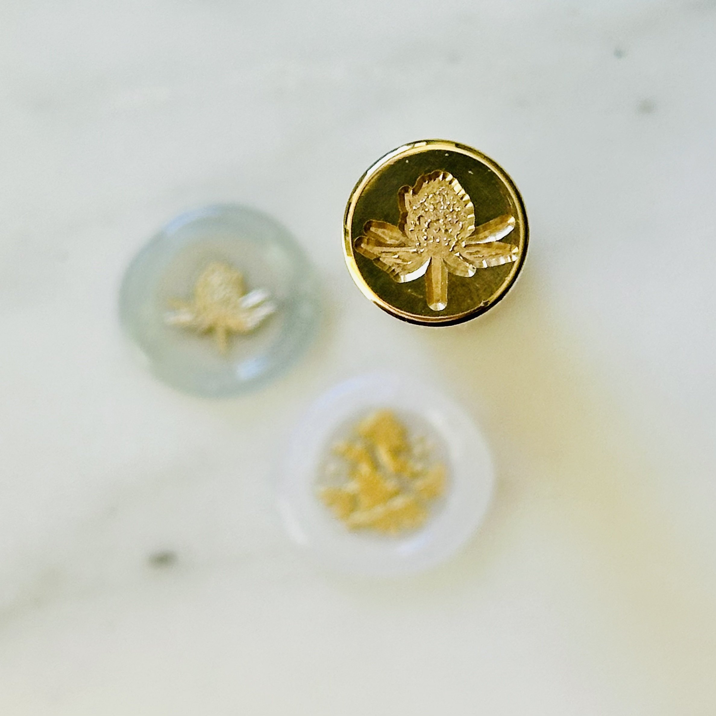 Mini wax seal stamp, double sided wax stamp, thistle flower and leaf stamp