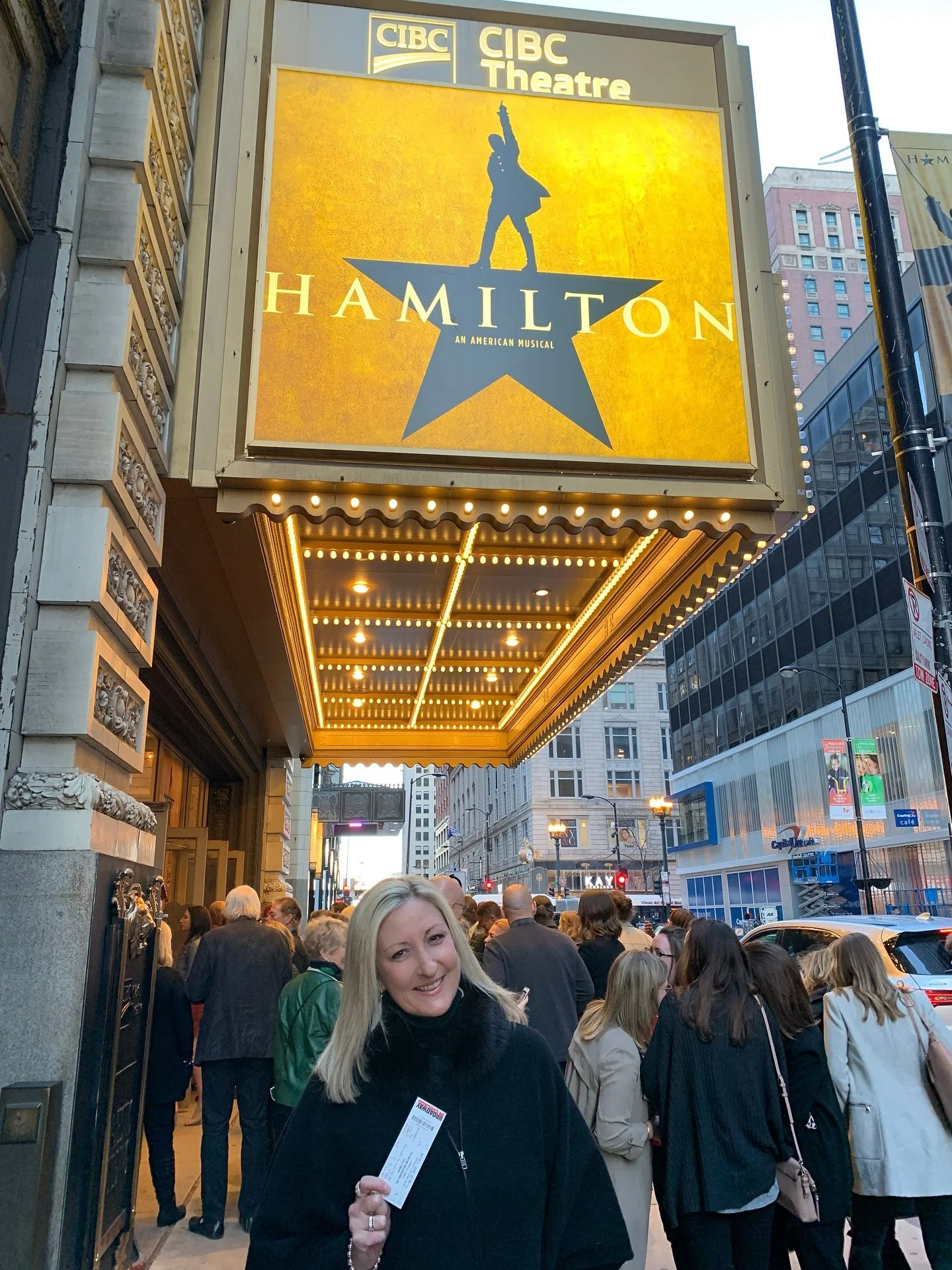 Still one for the books! 🎶 Seeing Hamilton (and @lin_manuel!!) for the first time in Chicago is a core memory. Congratulations to @hamiltonmusical for 10 epic years and thank you @choosechicago for the intro to the Hamilton world. I would see it aga