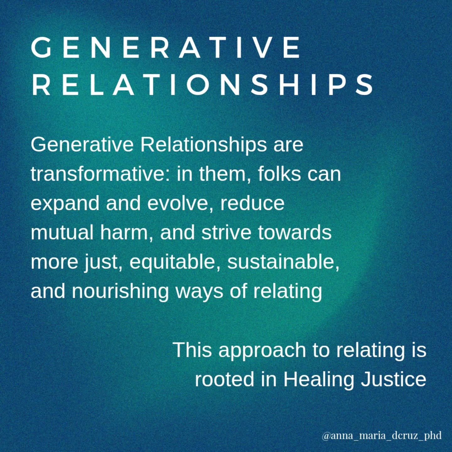 What are Generative Relationships and what is possible when we work towards them?

I'm the anti-situationship coach - we are in relationship with allllll the things, including ourselves and the world around us. How might we do different? How might we