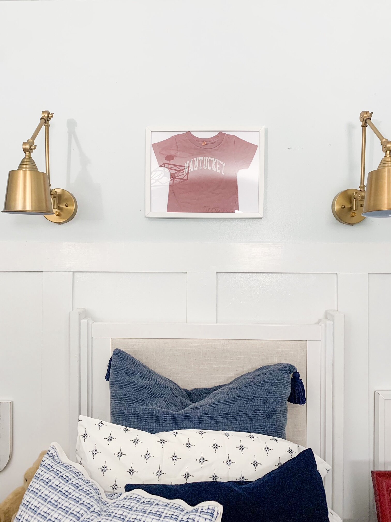 The first thing we did was add board and batten to the back wall. It was extra wood we had from another project and I really needed some interest in this tiny plain box of a room. I still plan to add it on the rest of the walls.
