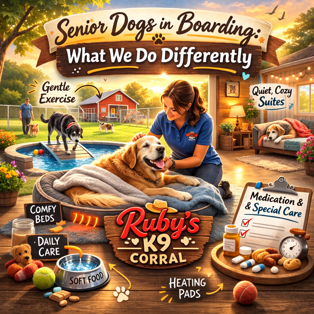 🐾 Senior Dogs in Boarding: What We Do Differently