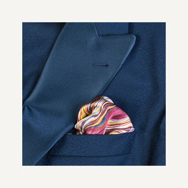 Whirlpools of Colour Silk Pocket Square | red and yellow pocket square | By Jean Michel