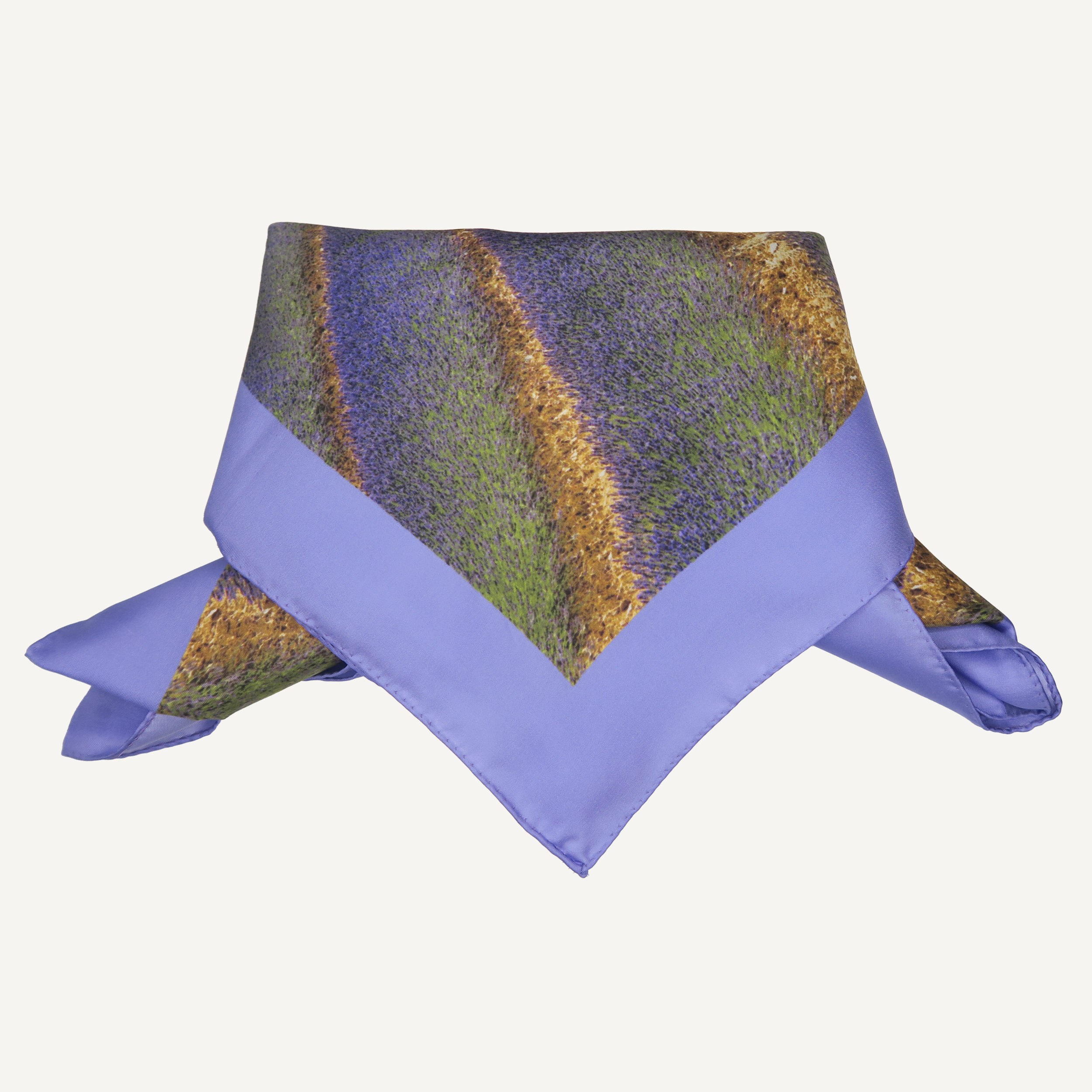 Lavender Silk Square Scarf |Purple Silk Scarf with a touch of brown color | By Jean Michel