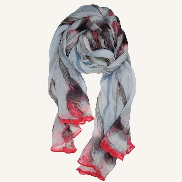 Whooping Crane Silk Long Scarf