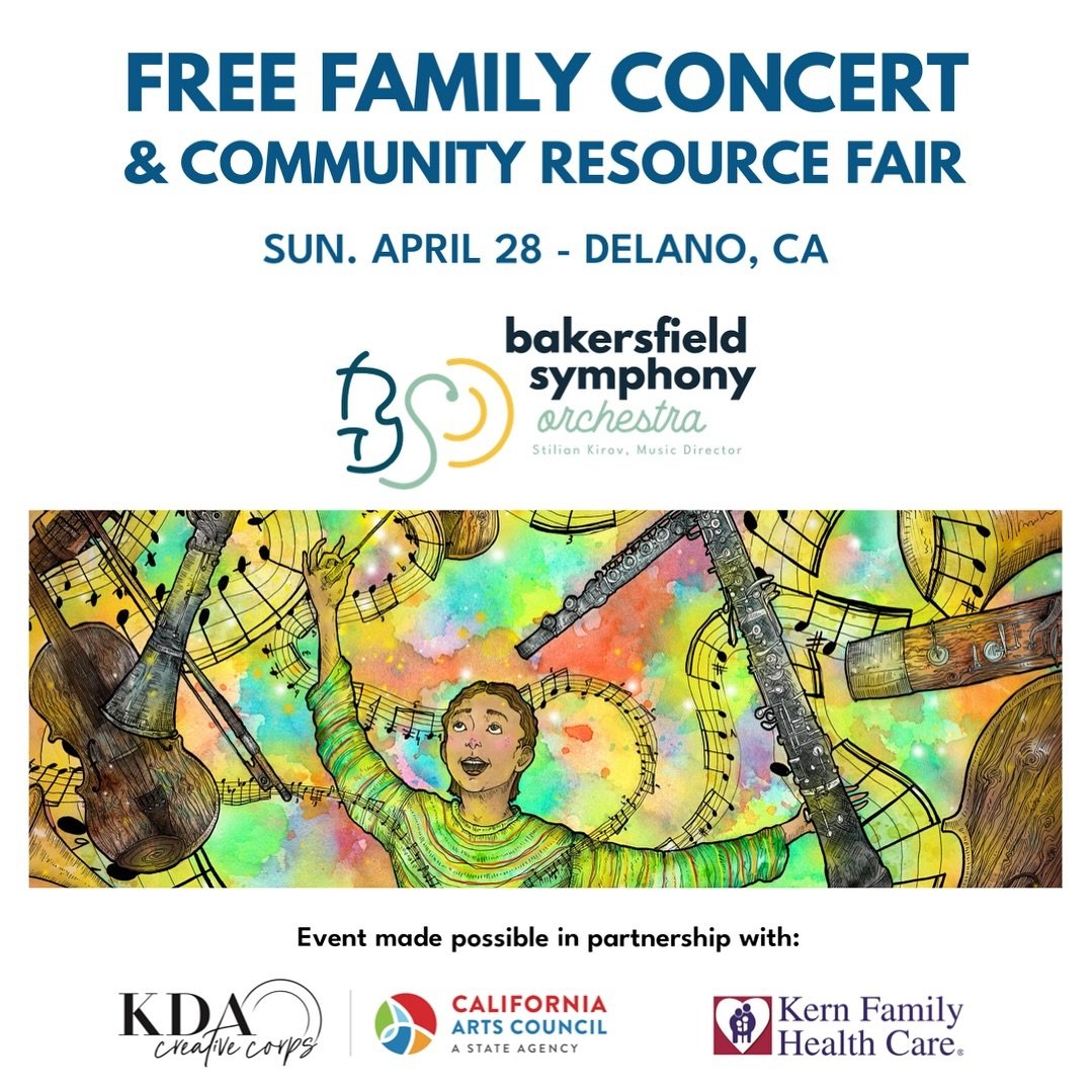 You&rsquo;re invited to a FREE Family Concert &amp; Community Resource Fair in Delano!
&mdash; Open to All &amp; Fun for the Whole Family! 

11:30 AM to 1:00 PM
RESOURCE FAIR:
&bull; Health + Wellness &bull; Public Safety 
&bull; Art Activity &bull; 