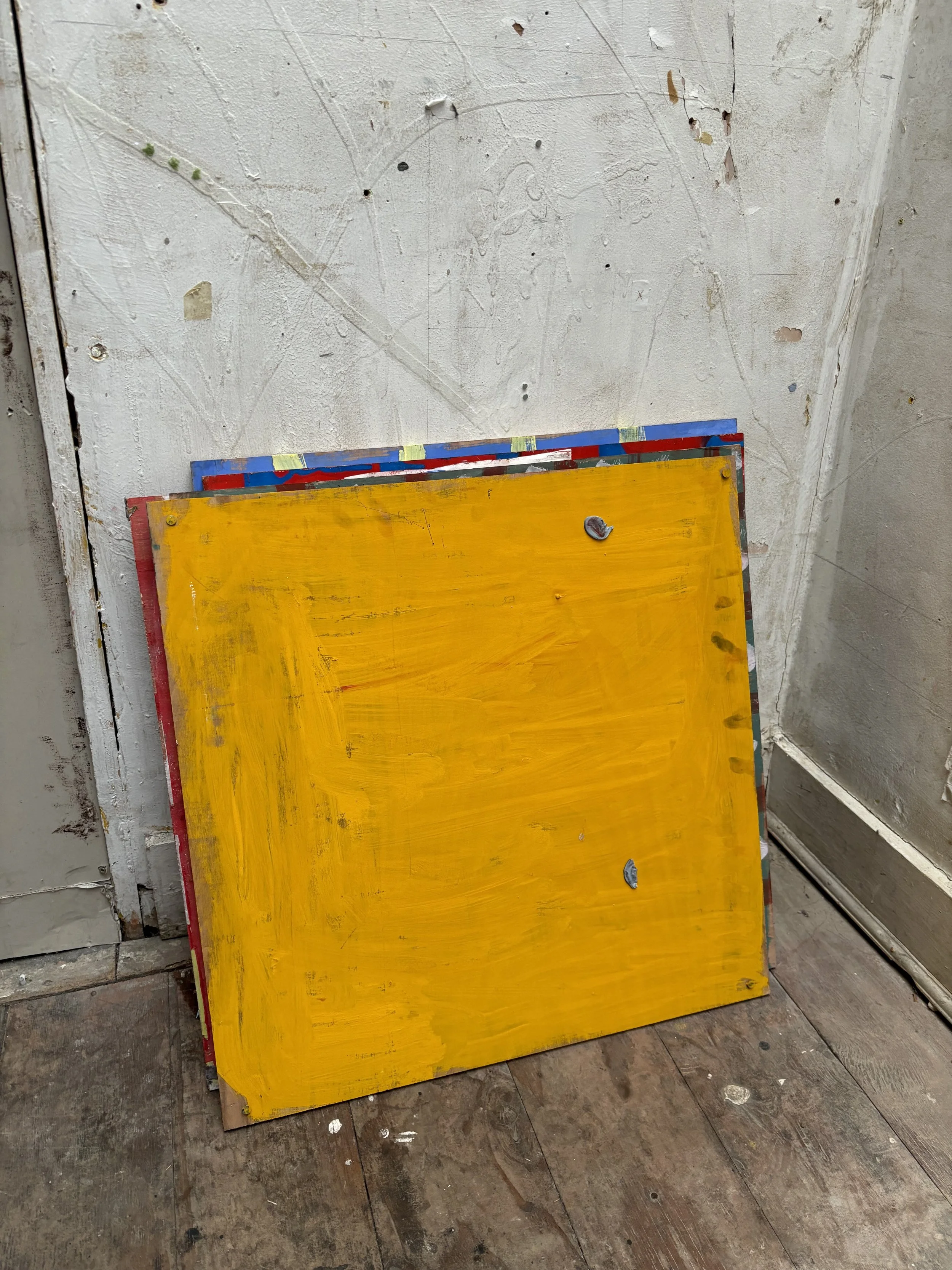 Pontoon , 2024, installation, oil on board
