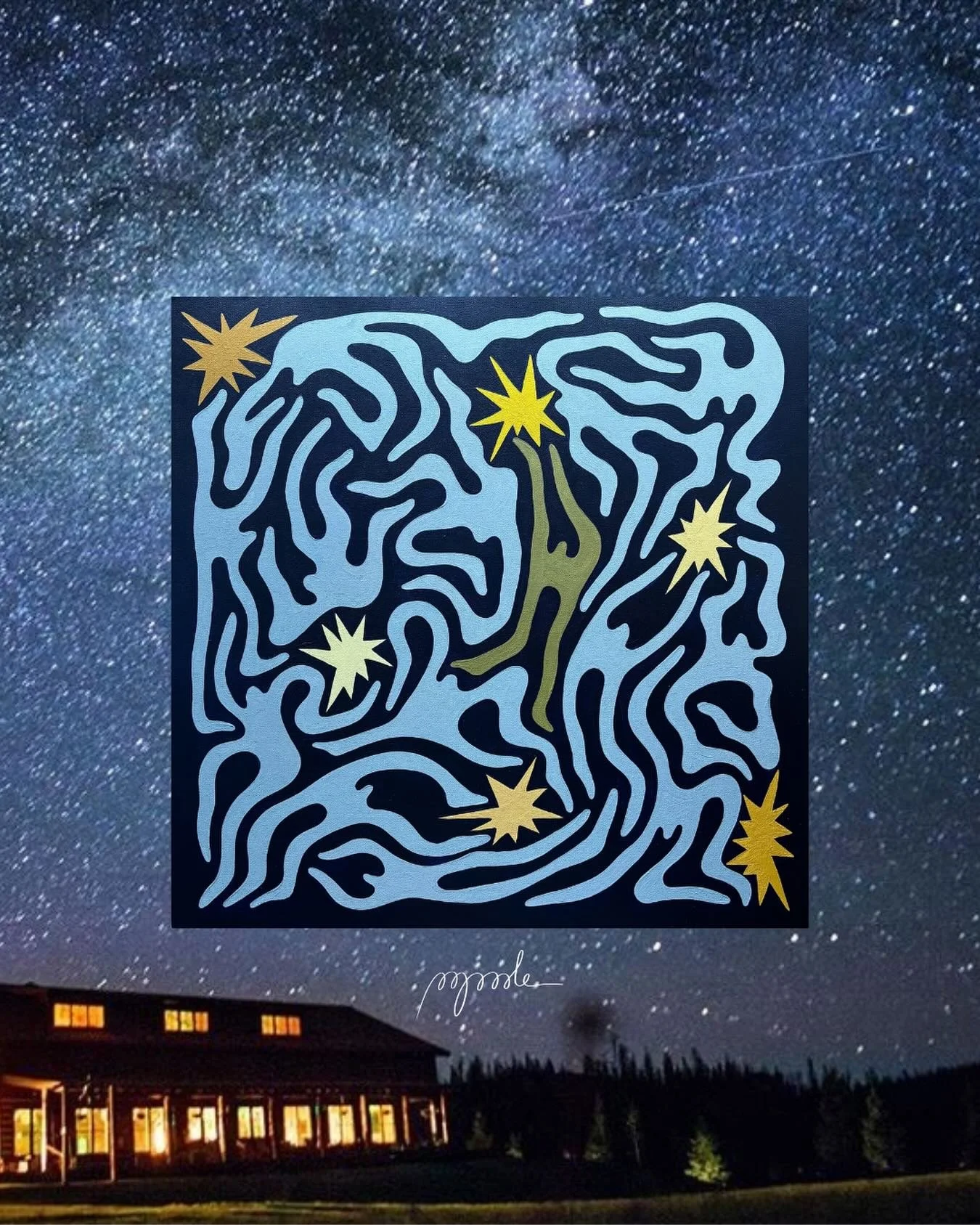 &ldquo;The Seeker&rdquo; painting paired with the inspiration. This photo was taken when I was a counselor @tvrcamp. We spent almost every summer night gazing up at the stars, counting the galaxies, sharing stories and being peacefully present.

&ldq