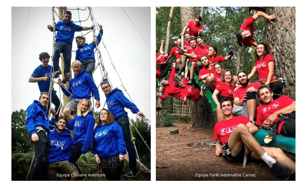 Harness and continuous lifeline equipment at Forêt Adrénaline, the Carnac adventure park