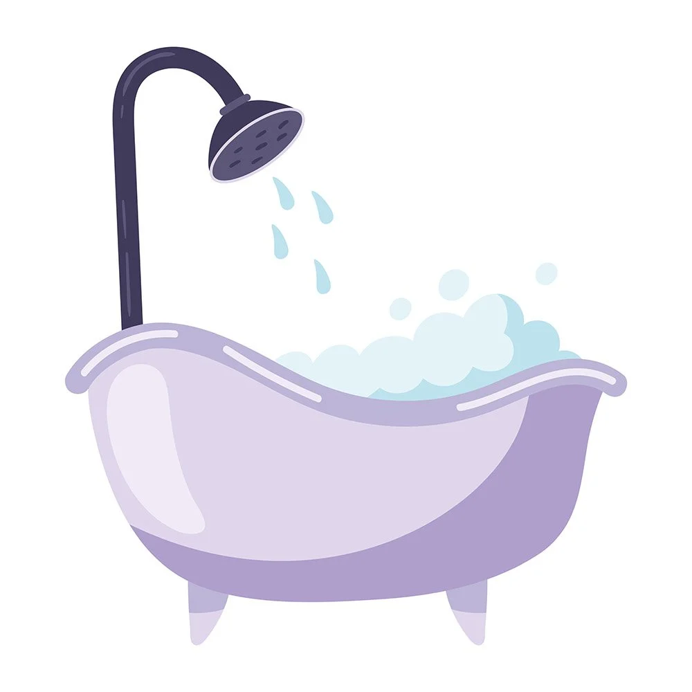 Illustration of a bathtub and shower