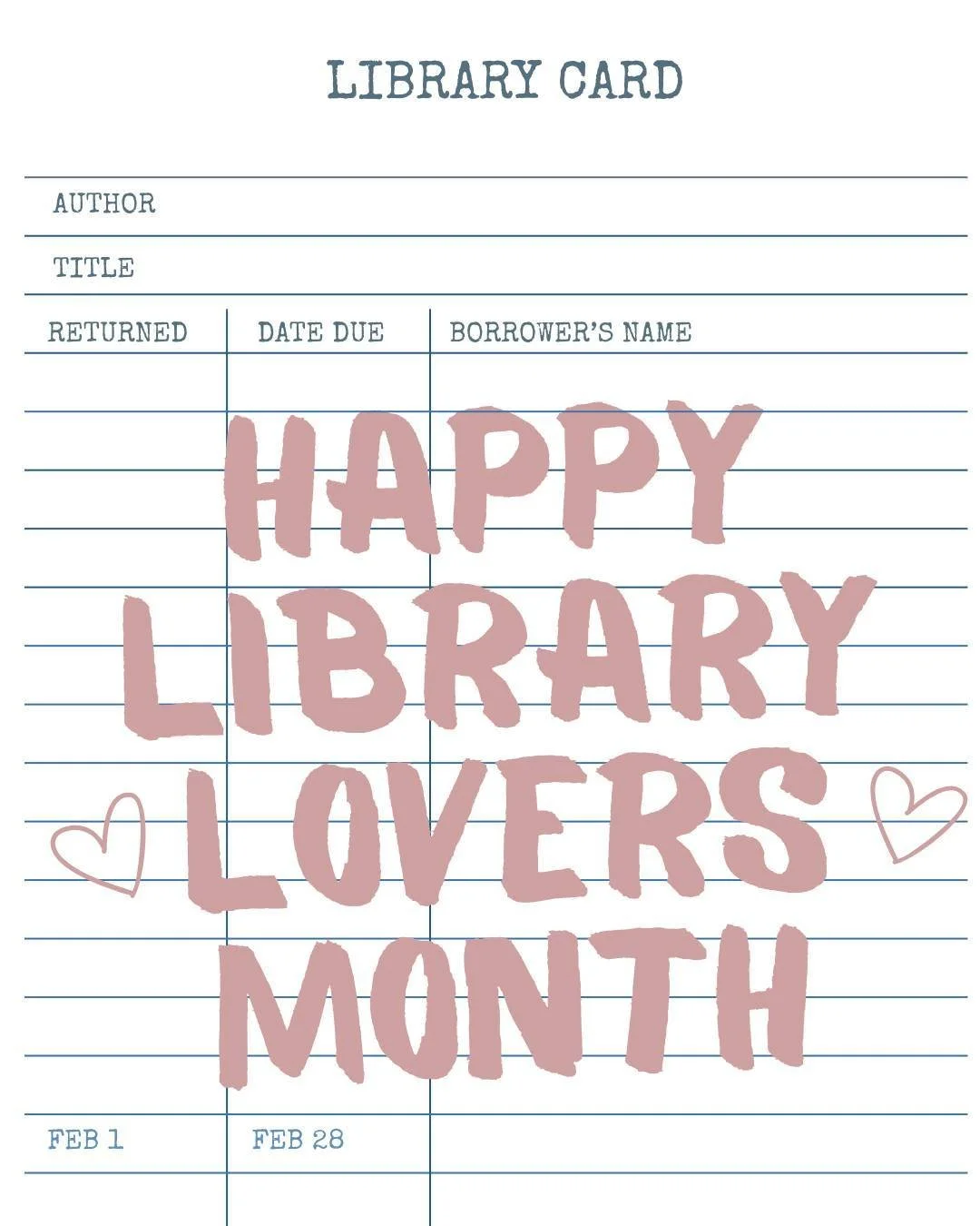 It's the best month of the year: National Library Lovers Month!  Sure, Valentine's are great, but February is also dedicated to people who love their libraries for all they do for them. To celebrate, tell us why you love the library! 

#LibraryLove #
