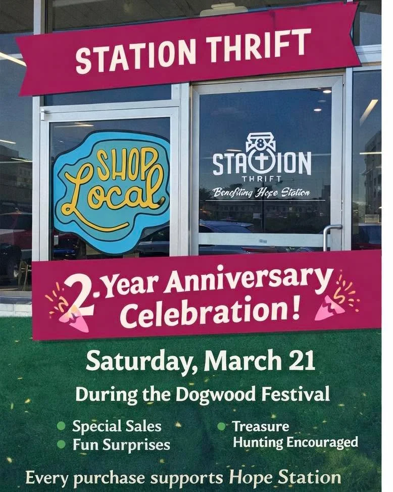Two years ago, Station Thrift opened its doors in this location with a simple vision.
Create a place where great finds meet greater purpose.

Since then, thousands of items have found new homes, friendships have been formed in the aisles, and every p