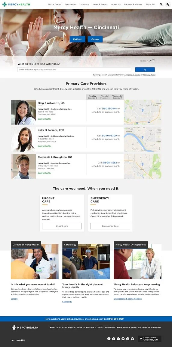 V1 of the new mercy.com, December 2016