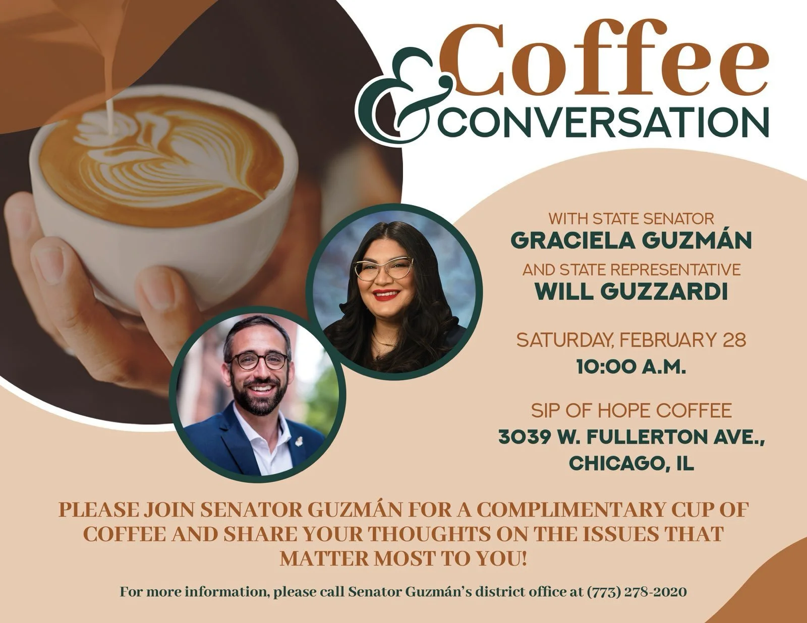 ☕💬 Join Sen. Guzman and me for a Coffee and Conversation!
