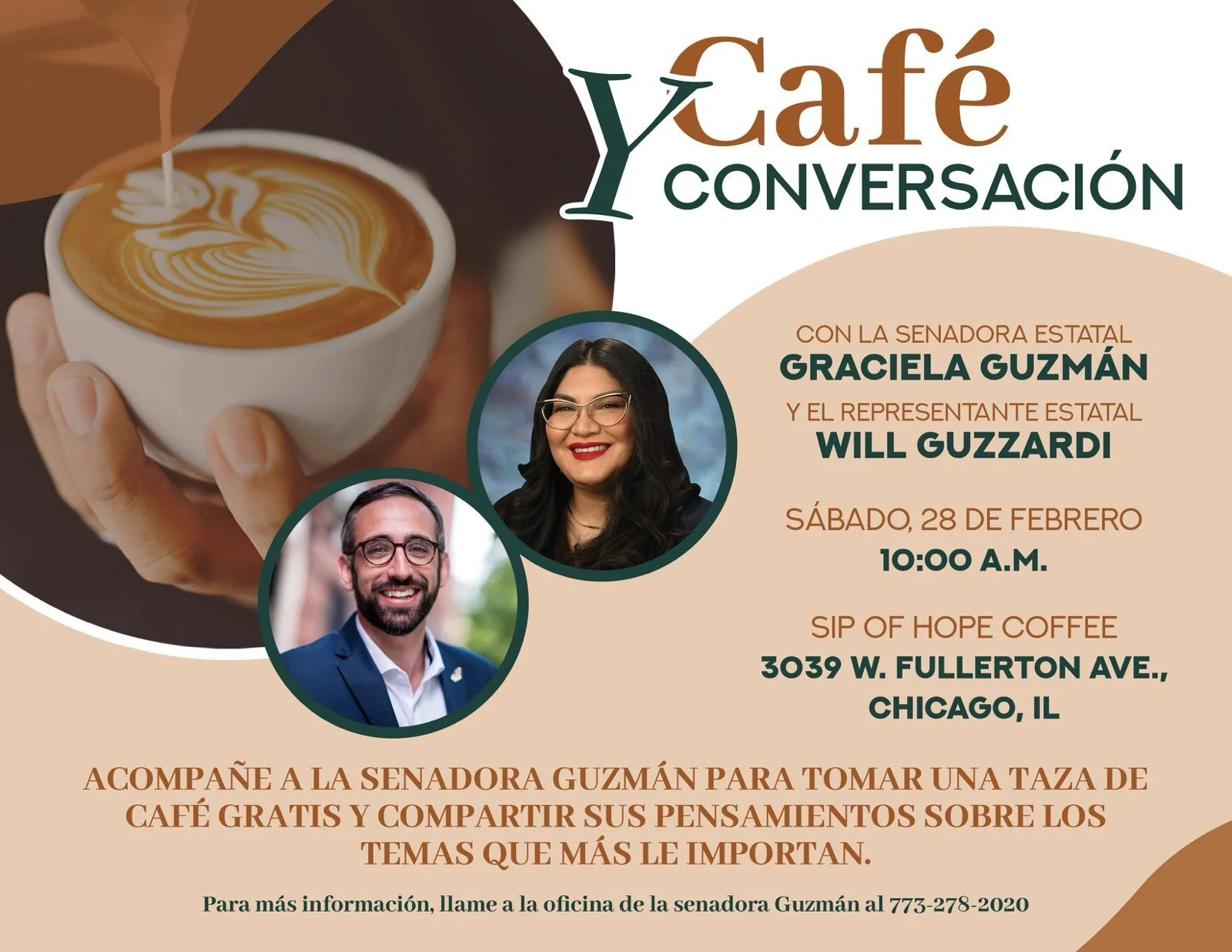 ☕💬 ¡Acompáñenos al senador Guzmán y a mí para tomar un café y conversar!