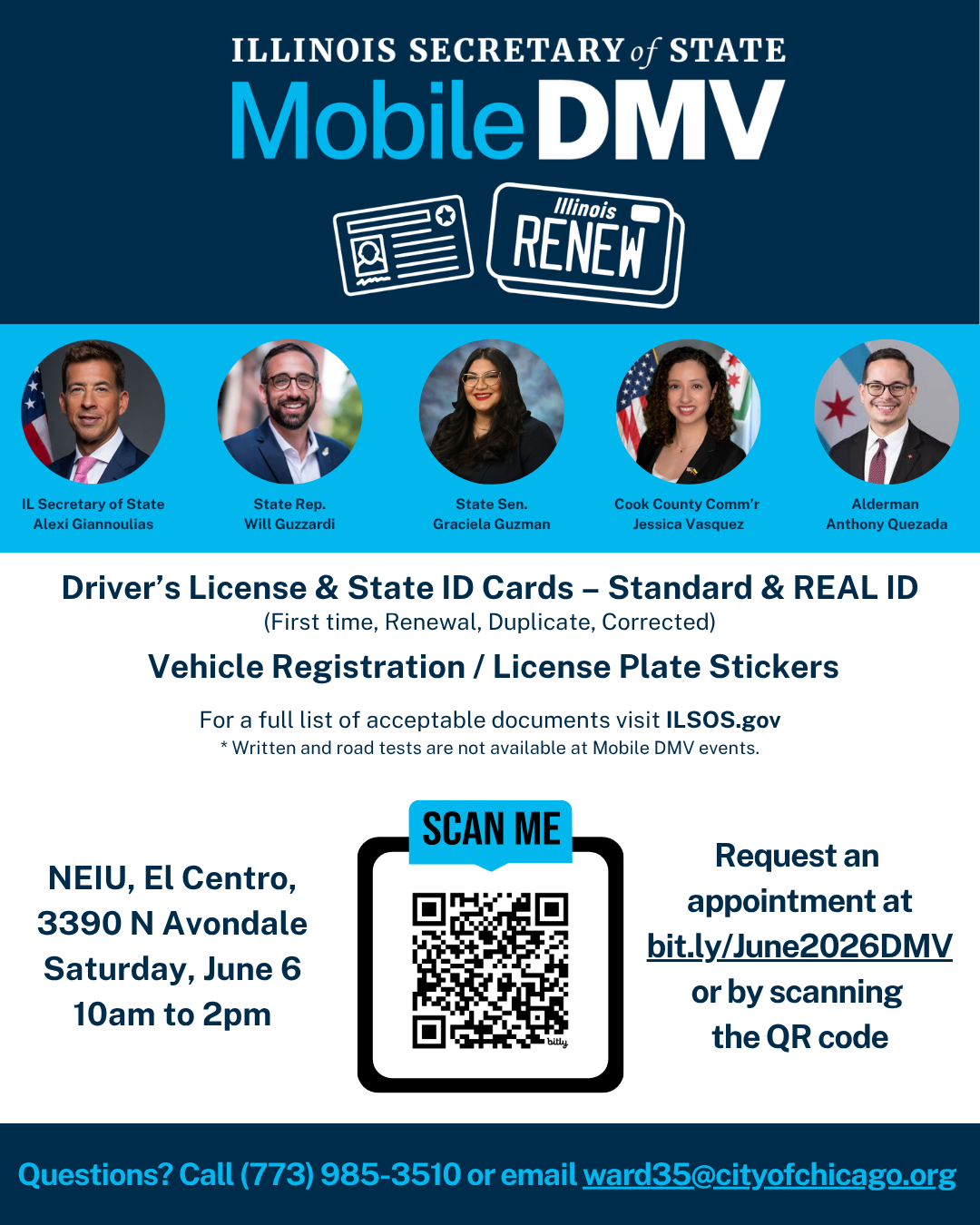 🪪🚙 Join us for a Mobile DMV at NEIU, El Centro!