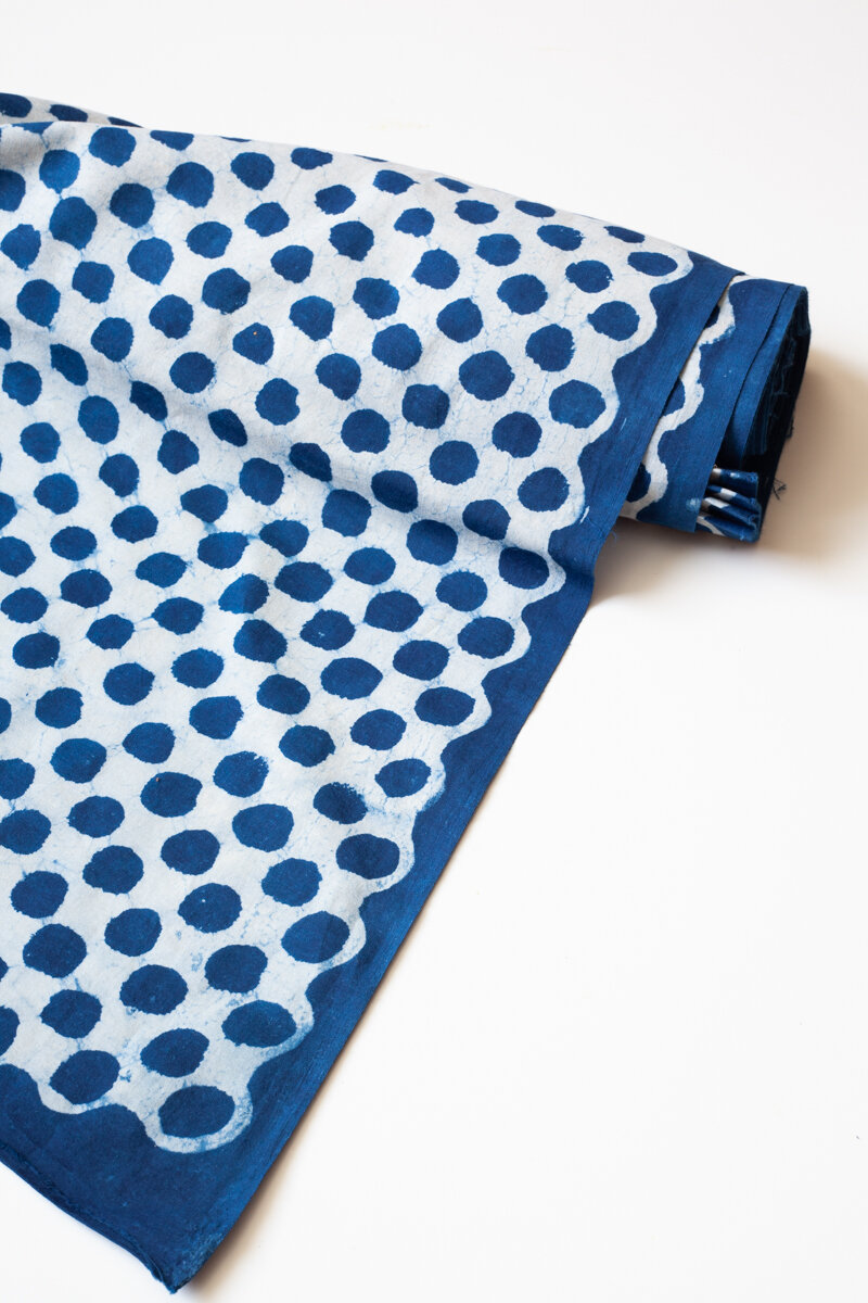 Indian Fabric Indigo Blue Prin 100% Cotton Fabric Yard Hand Block Print  fabric