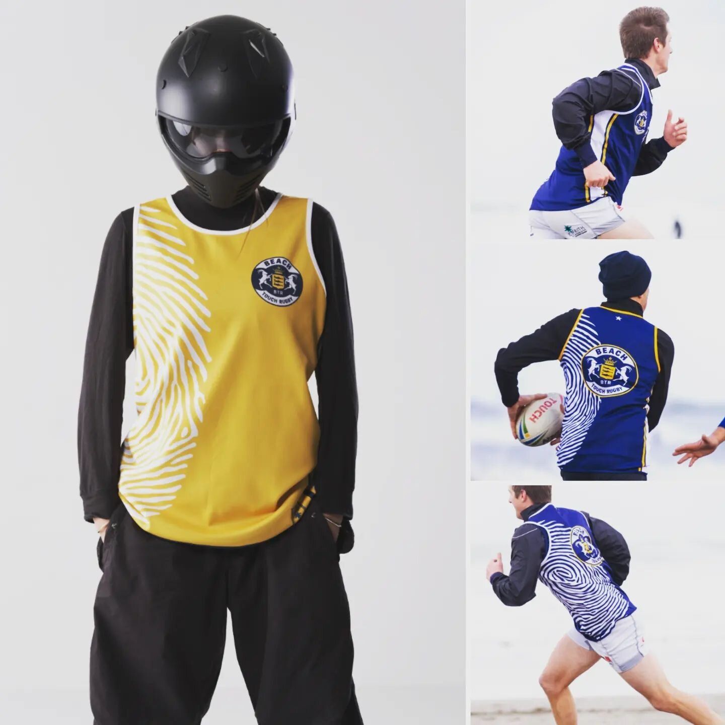 10 years of #onetouchbeachrugby @scheveningen 
This reversable singlet represents our anniversary. The star at the back equals 10, the fingerprint matches touch, and the tiny logo at the bottom is from our brothers from
 #campsbaytouchrugby South Afr