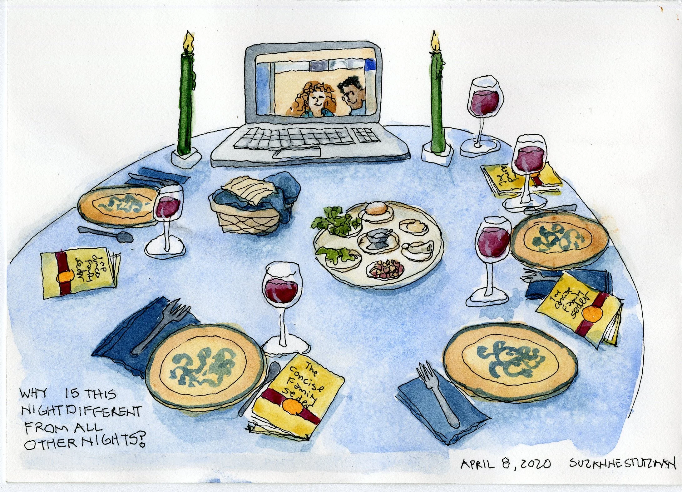 Seder Adaped for Covid-19 Sketch