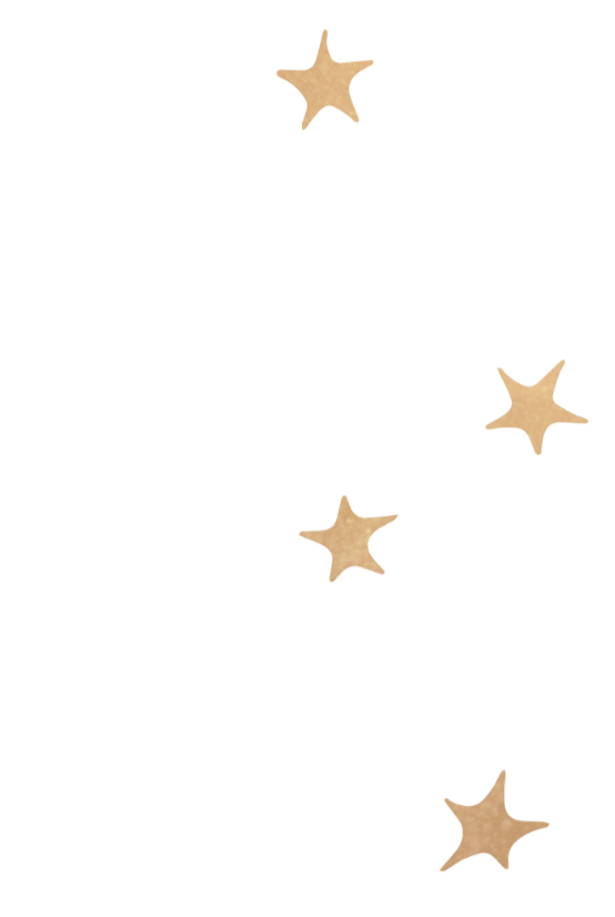 five shiny golden stars are scattered