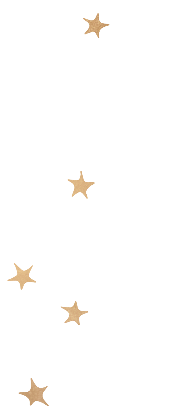 five shiny golden stars are scattered